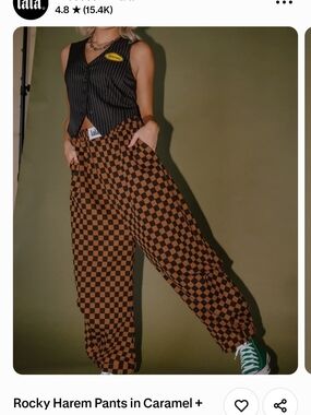 Dressed in LALA Caramel & Black Checker Harem Pants
